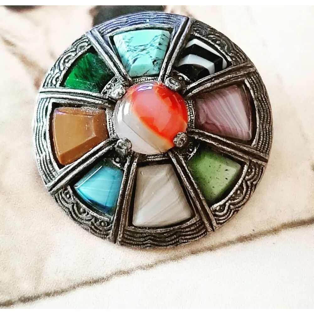 Miracle Damgalı Scottish Agate Celtic Broş