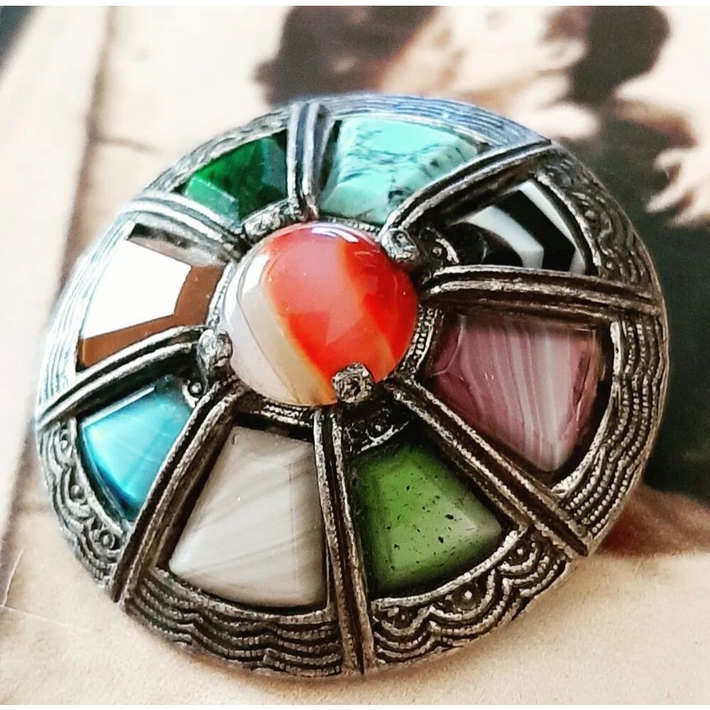 Miracle Damgalı Scottish Agate Celtic Broş