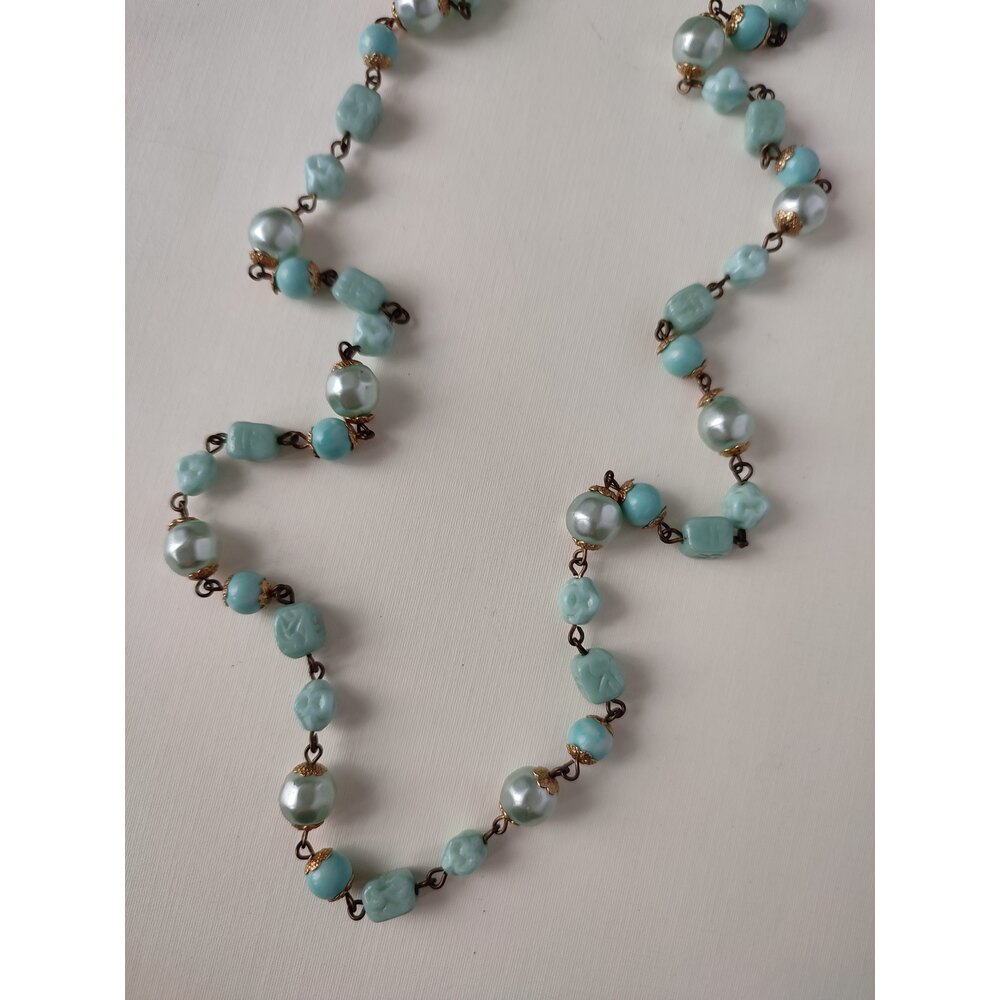 Vintage Yesil Opalin Boncuklu Kolye