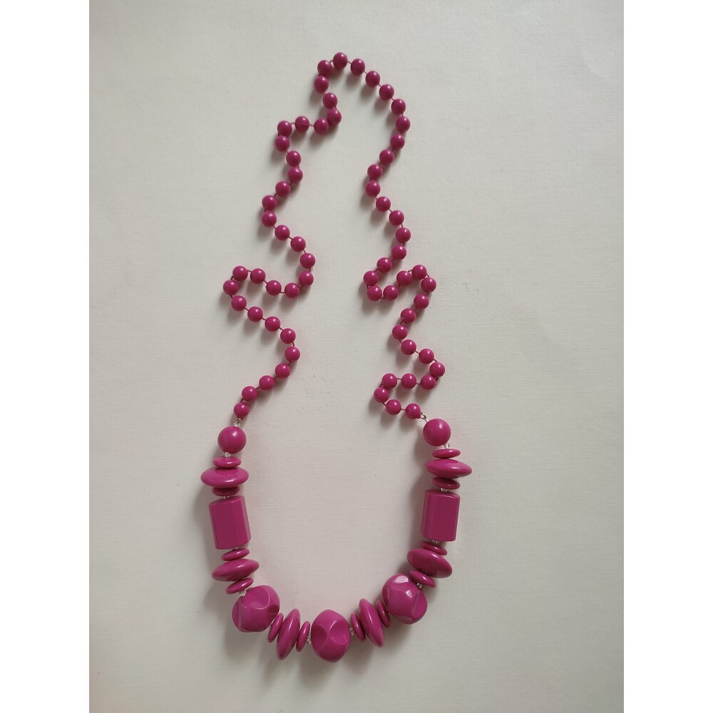 Vintage Pembe Boncuklu Kolye