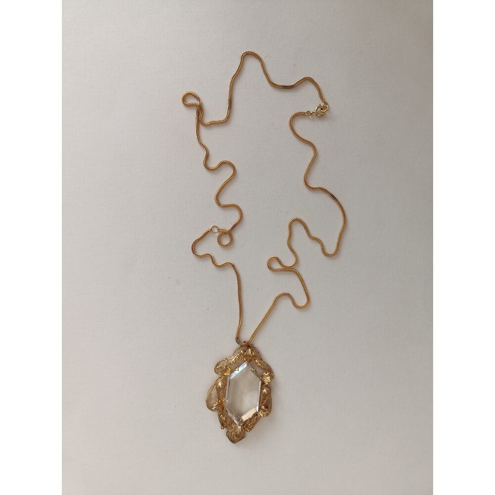 Vintage Kristal Uclu Kolye