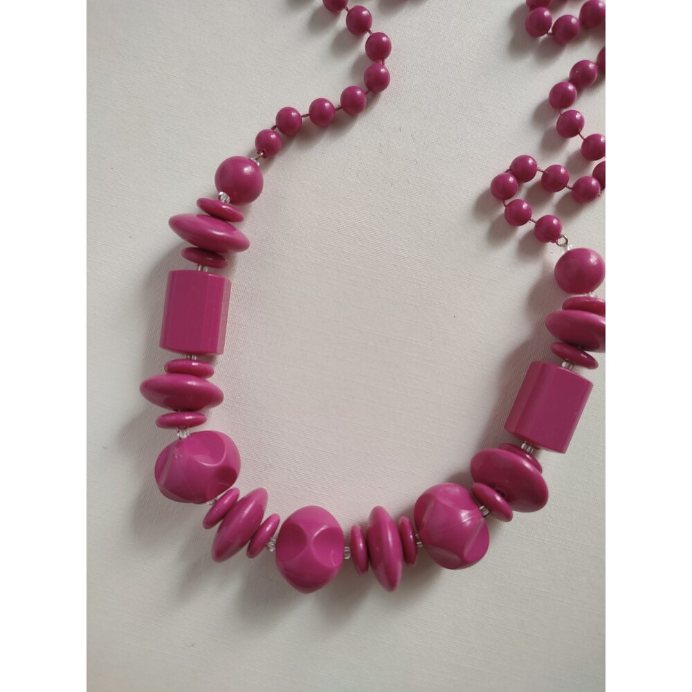 Vintage Pembe Boncuklu Kolye