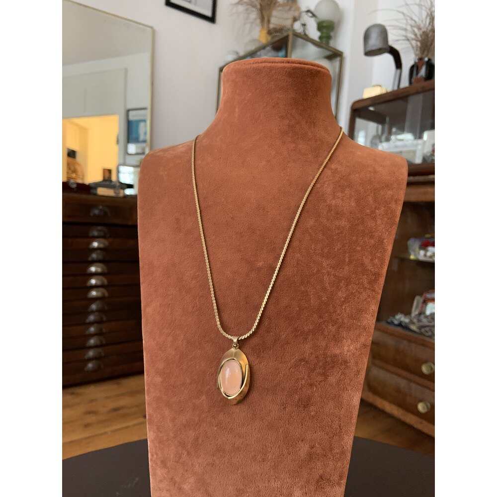 Vintage Pembe Tasli Kolye