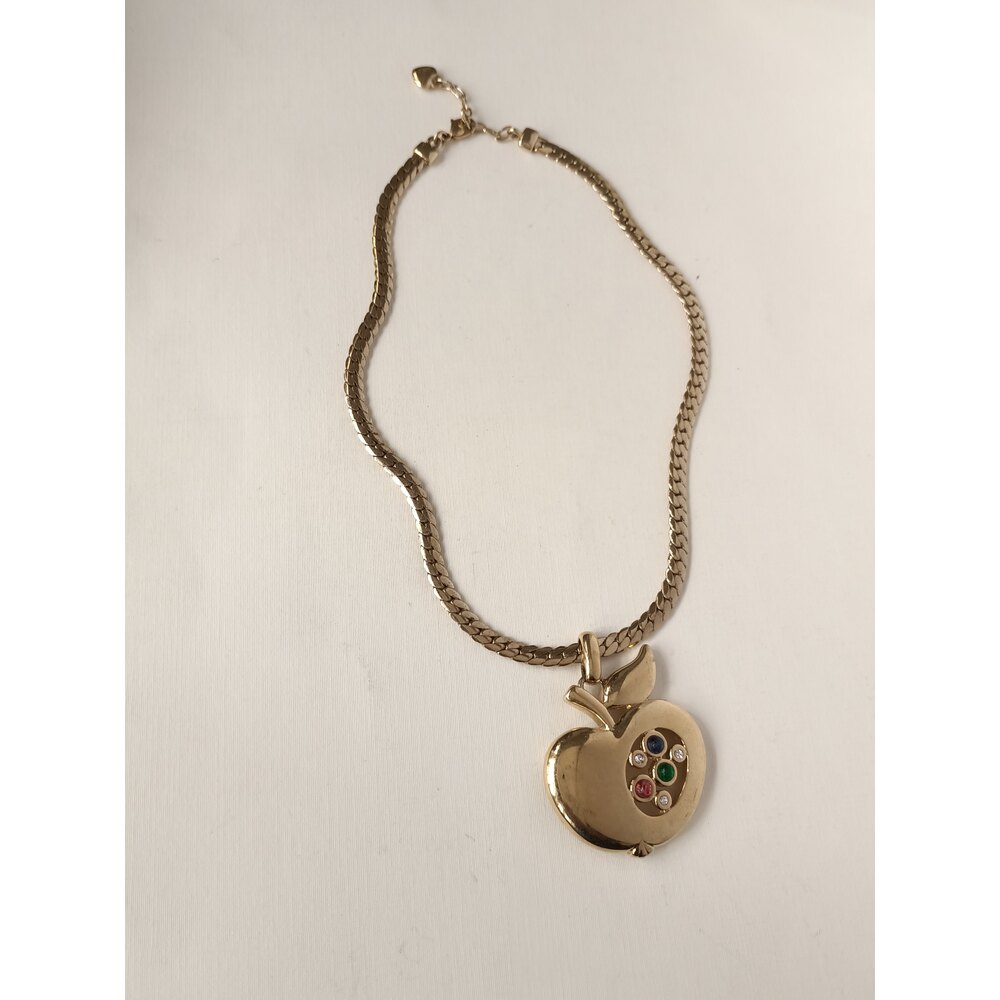 Vintage Tasli Elma Uclu Kolye