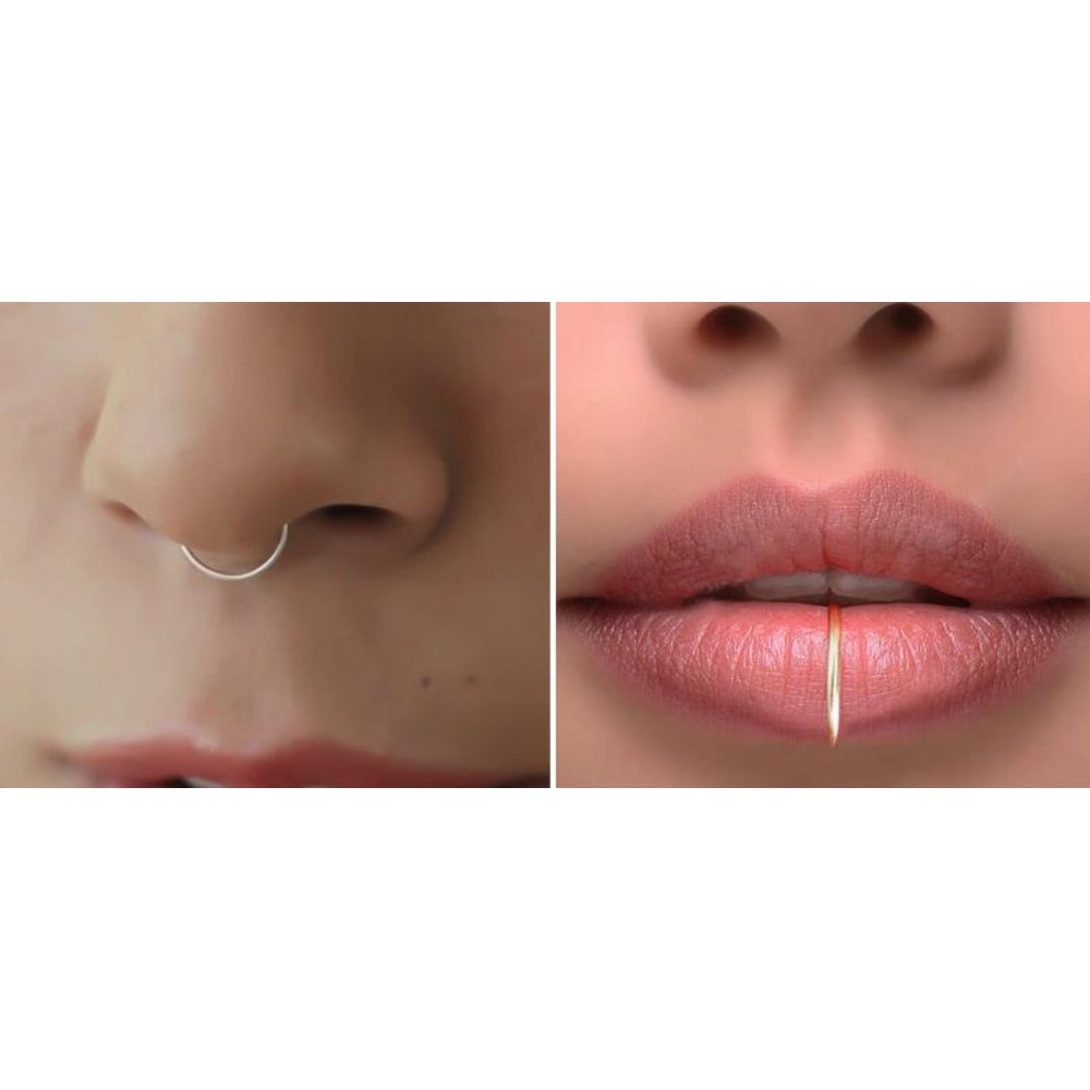 VipBT 5 Renk 316L Paslanmaz Çelik 20G Septum Kıkırdak Labret Sahte Lip Fake Piercing