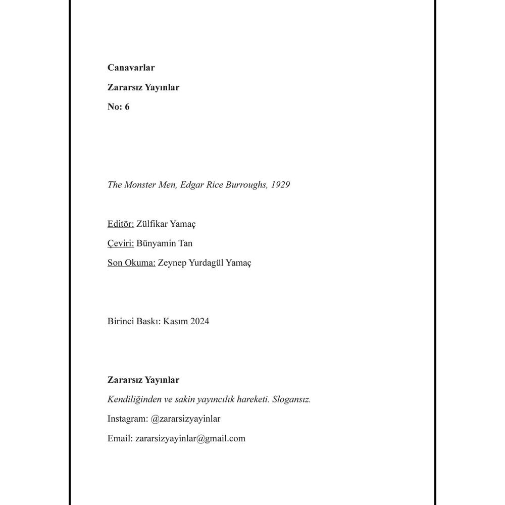 Canavarlar E-kitap