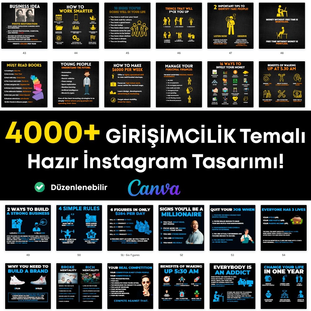 4000+ Girişimcilik Temalı Hazır İnstagram Tasarımları