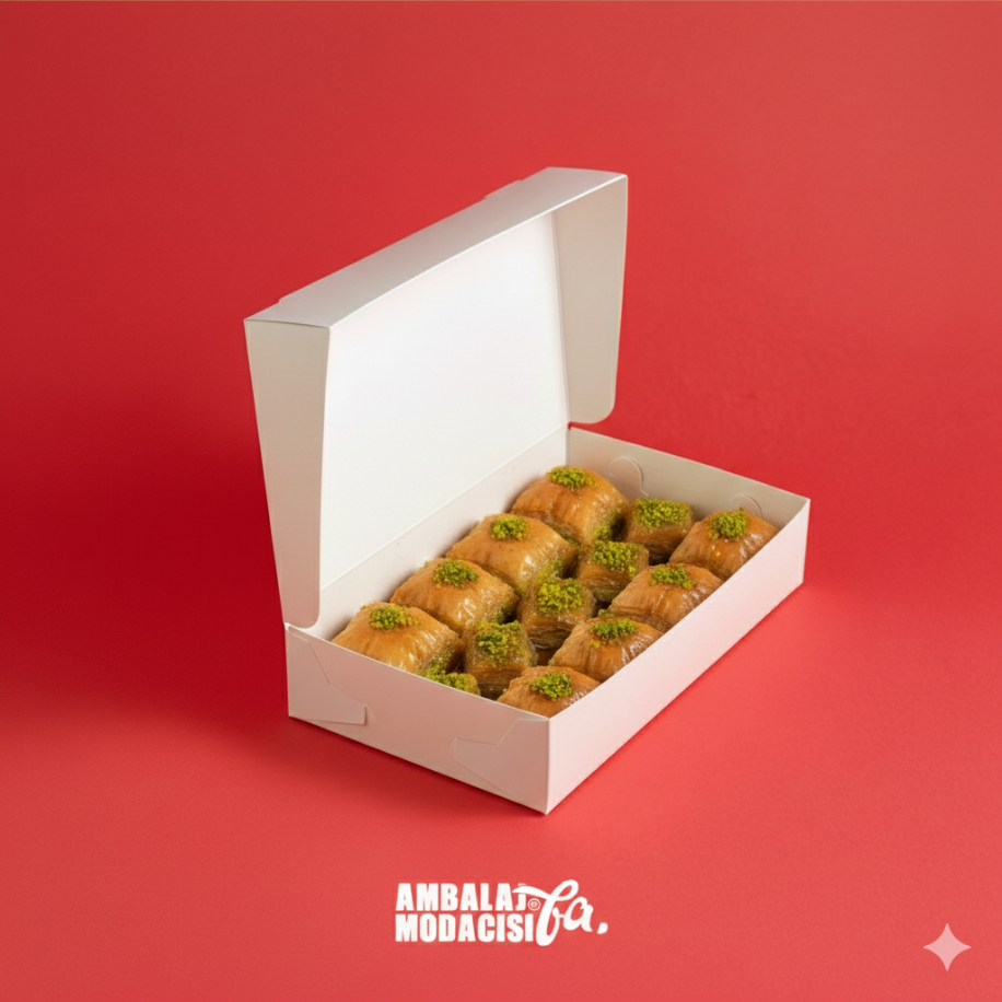 ÇOK AMAÇLI KUTU BAKLAVA KUTUSU 1000 G'LIK 25 ADET BEYAZ ( 26X17X4 CM )