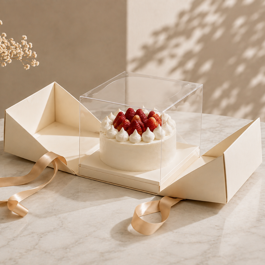 YAŞ PASTA KUTUSU - 6-8 KİŞİLİK LADY CAKE BOX BEYAZ ( 5 ADET ) ( 23X23X15 CM )