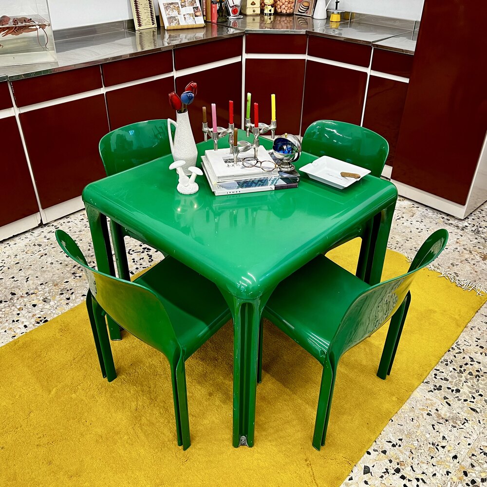 Artemide Milano Stadio 80 Table with Selene Stacking Chairs Dining