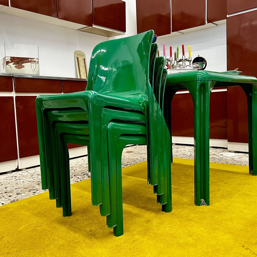 Artemide Milano Stadio 80 Table with Selene Stacking Chairs Dining