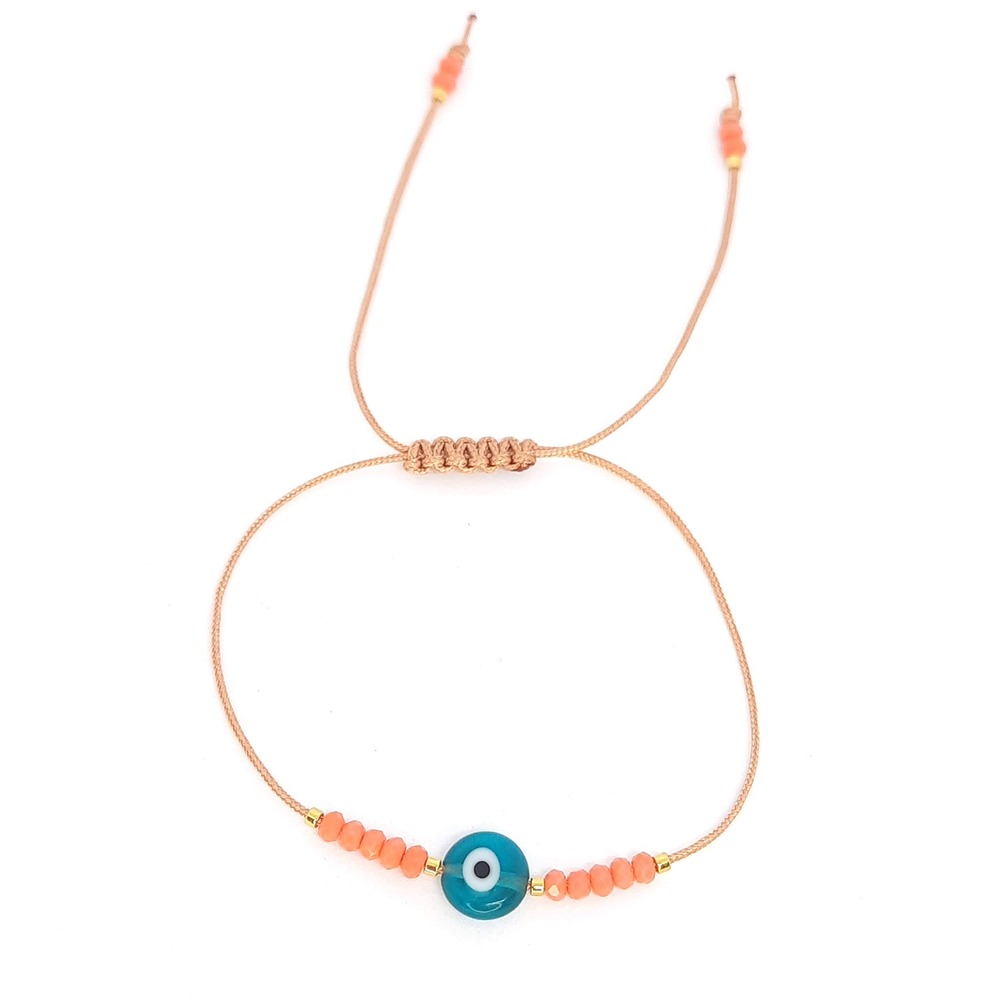 Mavi Nazar Boncuklu Pembe Kristal Taşlı Bileklik