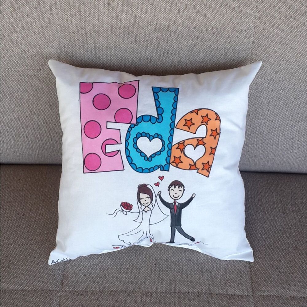 (35x35 cm) Özel Siparişler İçin Kişiye Özel İsimli Yastık 
