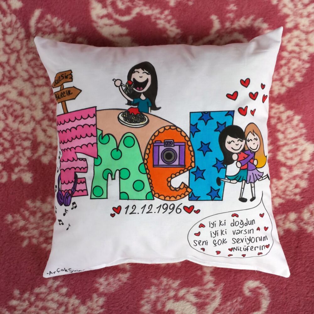 (35x35 cm) Özel Siparişler İçin Kişiye Özel İsimli Yastık 