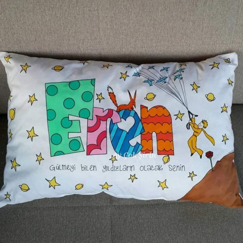 Küçük Prens Temalı İsimli Yastık (55x35 cm)