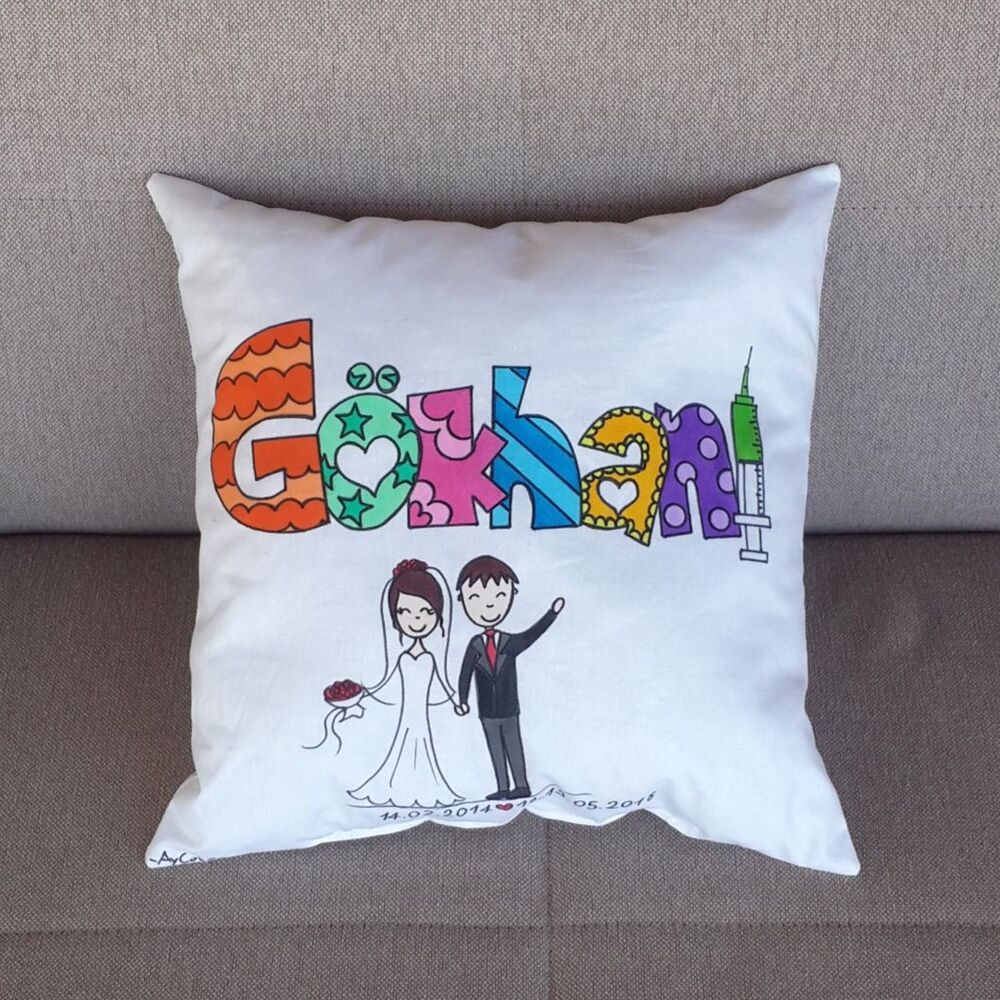 (35x35 cm) Özel Siparişler İçin Kişiye Özel İsimli Yastık 