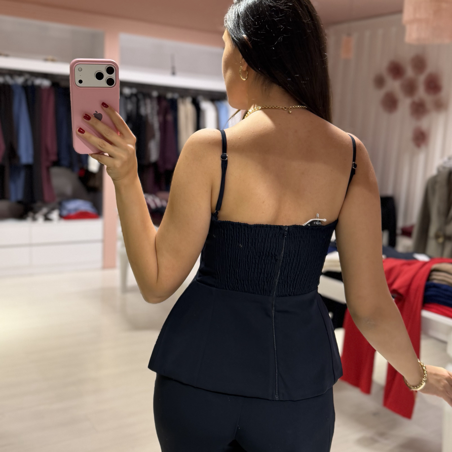 Lacivert Çiçek Büstiyer Takım