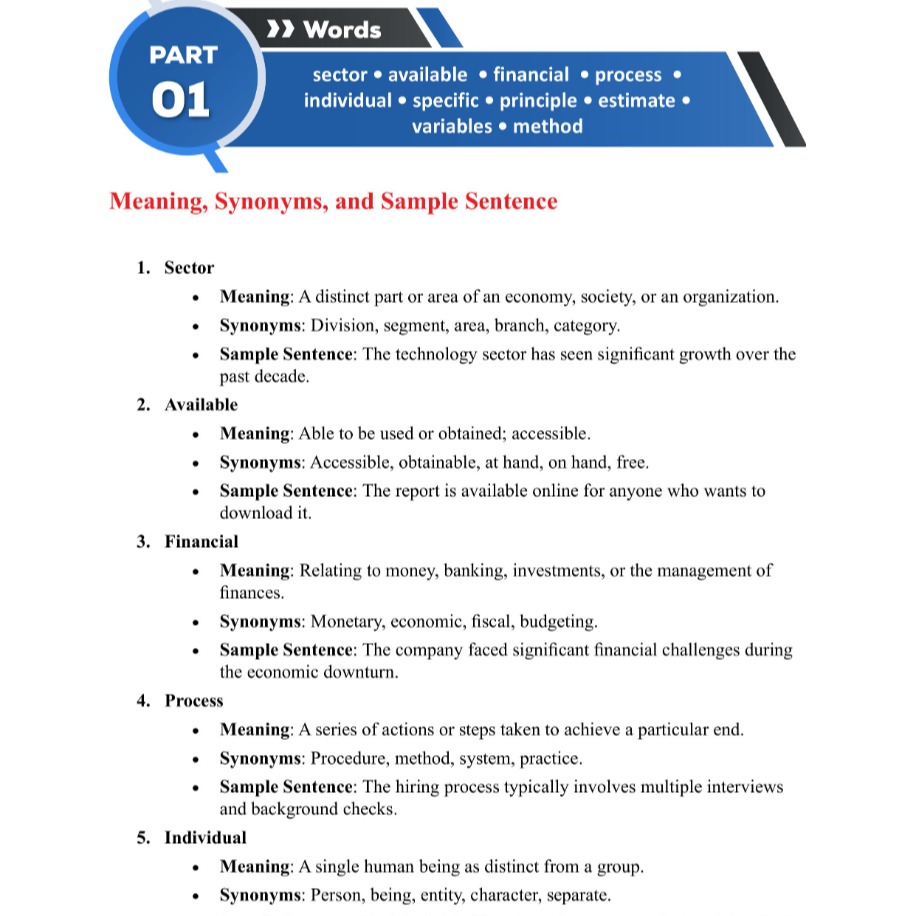 The Academic Word List for TOEFL & IELTS