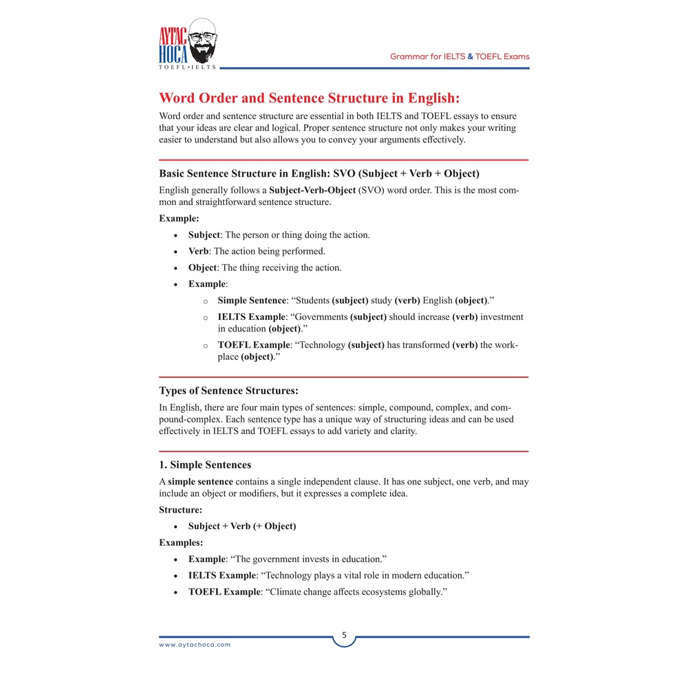 Grammar for IELTS and TOEFL Exams