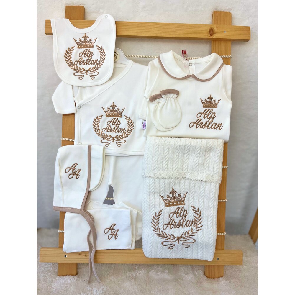KAHVE BİYELİ YAKALI 10LU SET