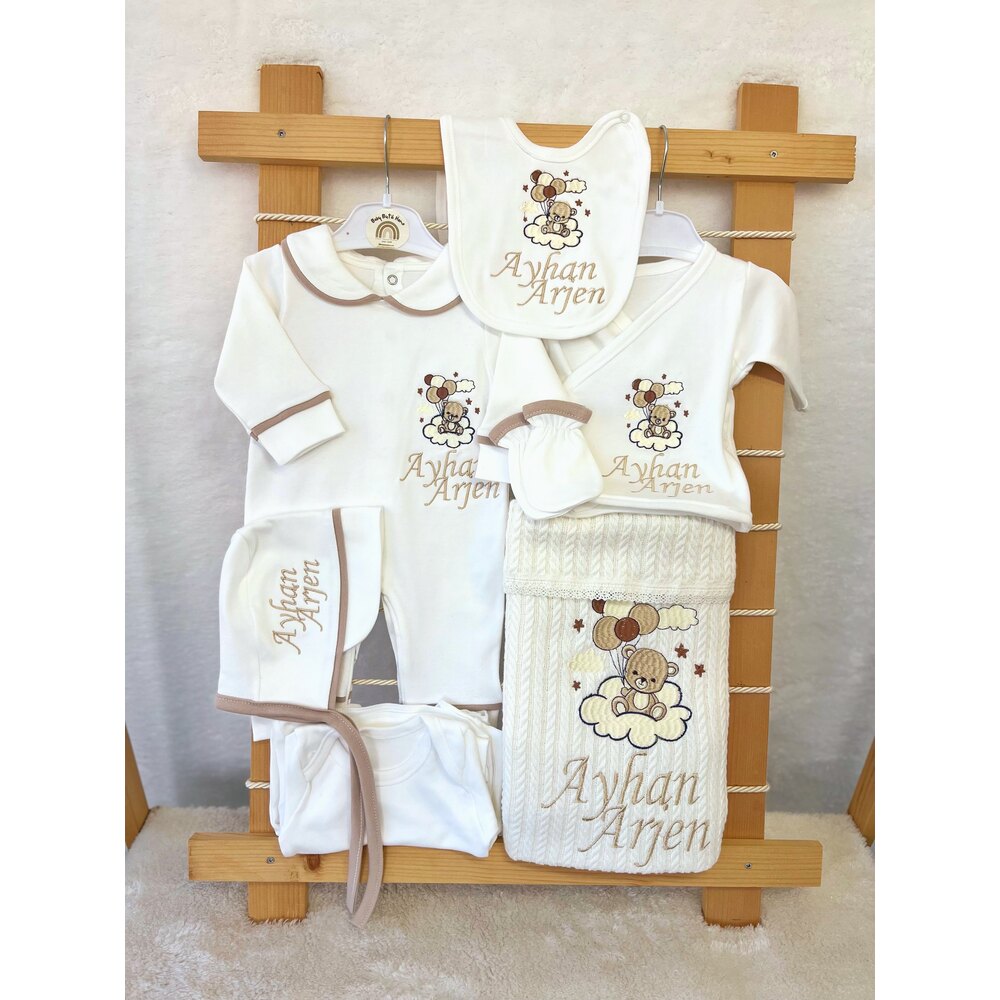 KAHVE BİYELİ YAKALI 10LU SET 