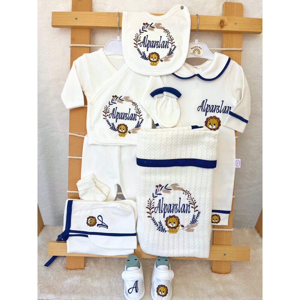 LACİVERT BİYELİ YAKALI 10LU SET 
