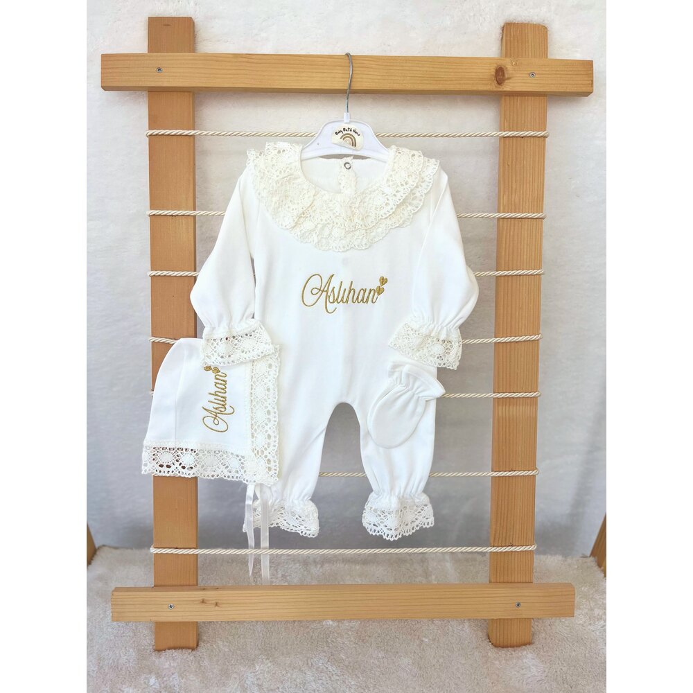 EKRU DANTELLİ 3LÜ SET