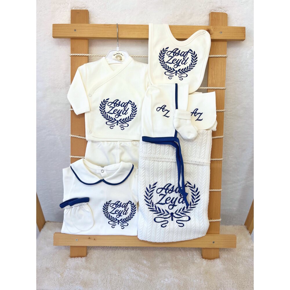 LACİVERT BİYELİ YAKALI 10LU SET 
