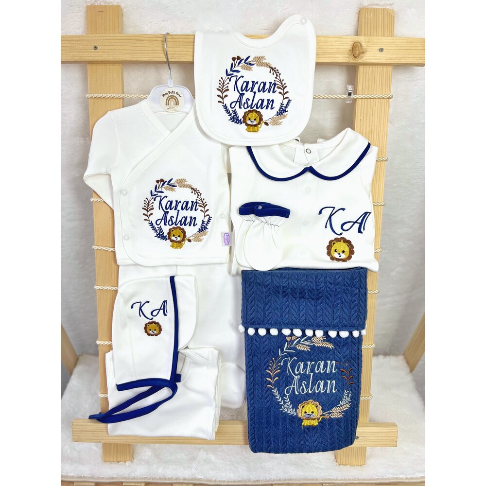 LACİVERT BİYELİ YAKALI 10LU SET 