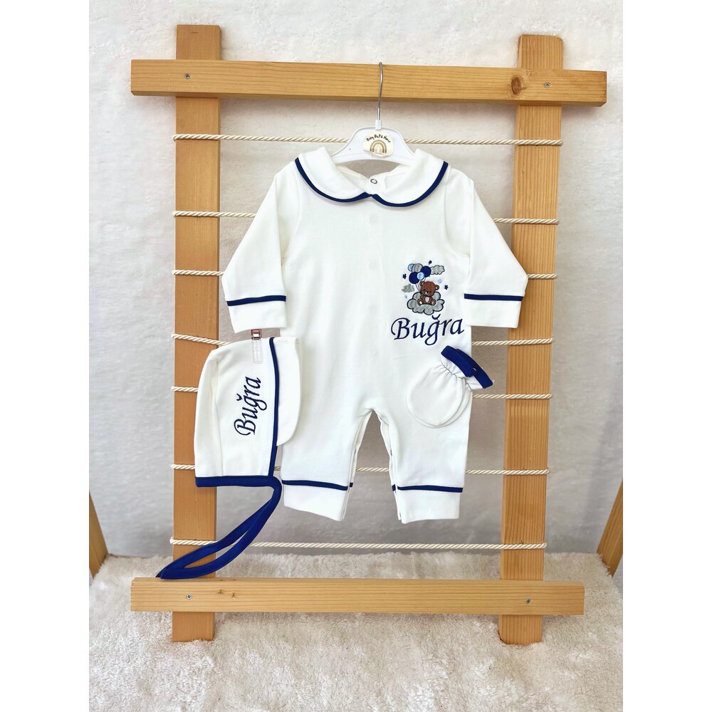 LACİVERT BİYELİ YAKALI 3LÜ SET