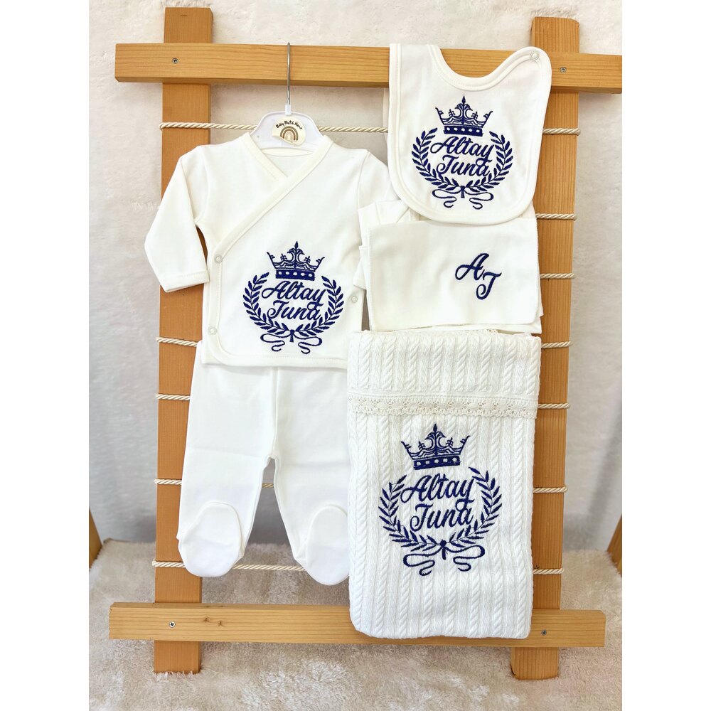 LACİVERT BİYELİ YAKALI 10LU SET 