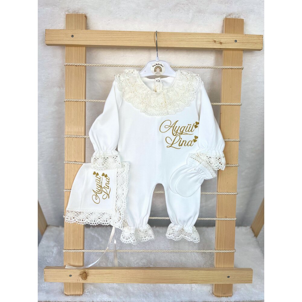 EKRU DANTELLİ 3LÜ SET