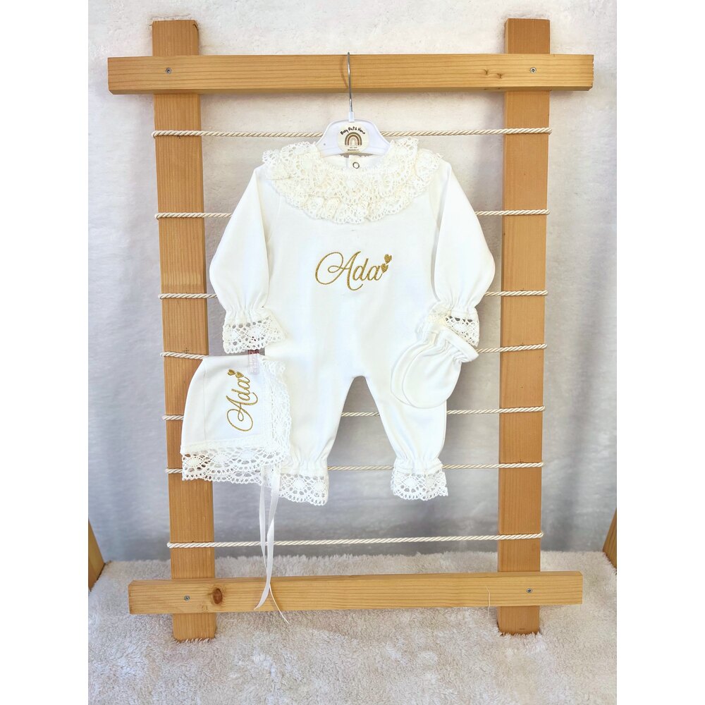 EKRU DANTELLİ 3LÜ SET