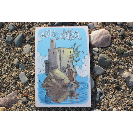 Kartpostal Eski Datça İllüstrasyonlu