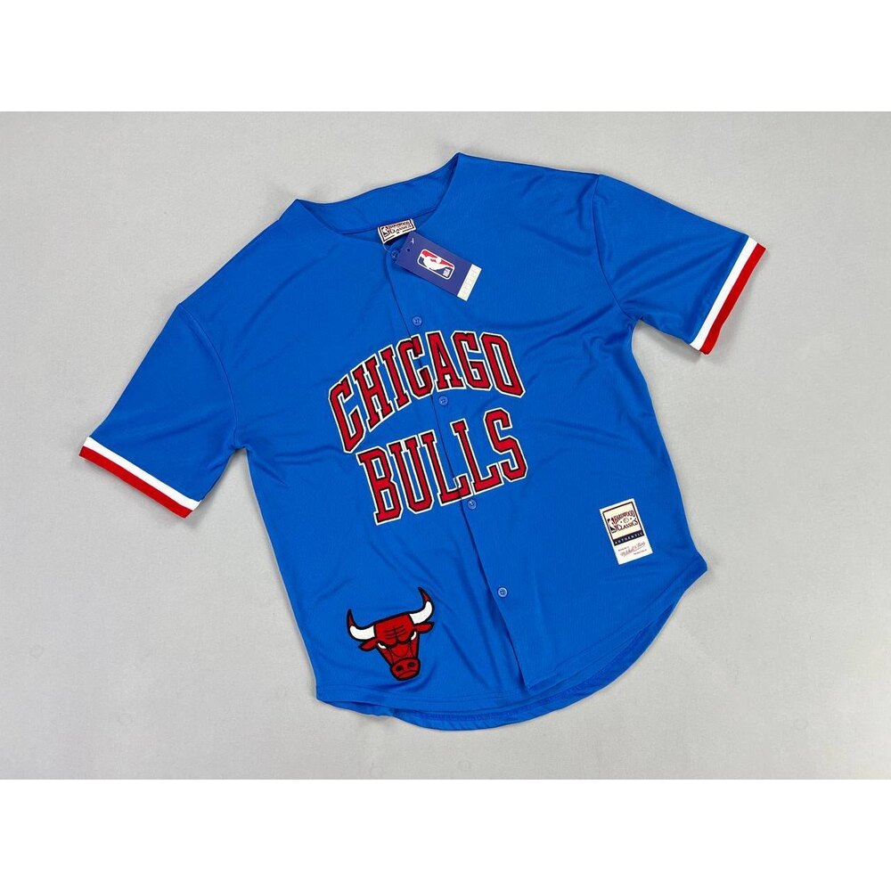 NBA Chicago Bulls Düğmeli jersey Sax Mavi | BeHonestWear
