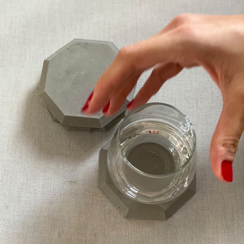 Sekizgen Beton Bardak Altlığı 4'lü Set