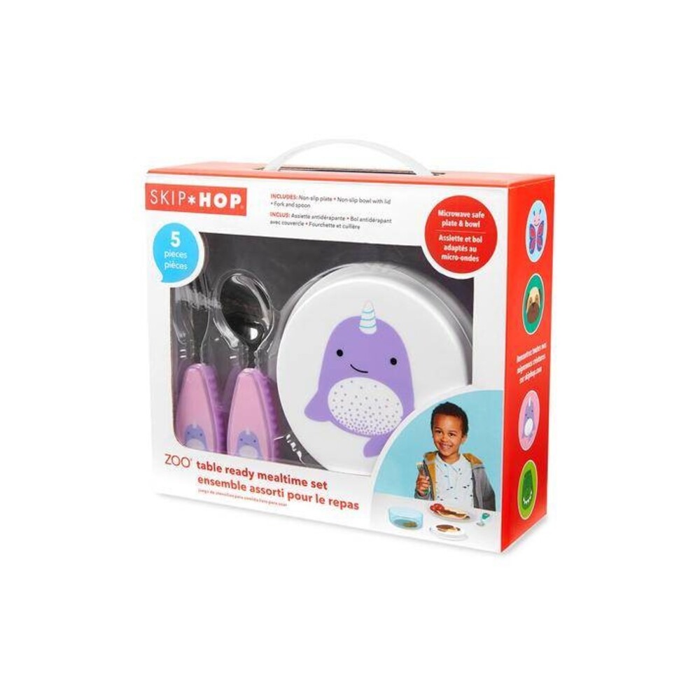 SKIP HOP - Zoo Tabak Kase Çatal Kaşık Seti Narwhal 5 Parça Set