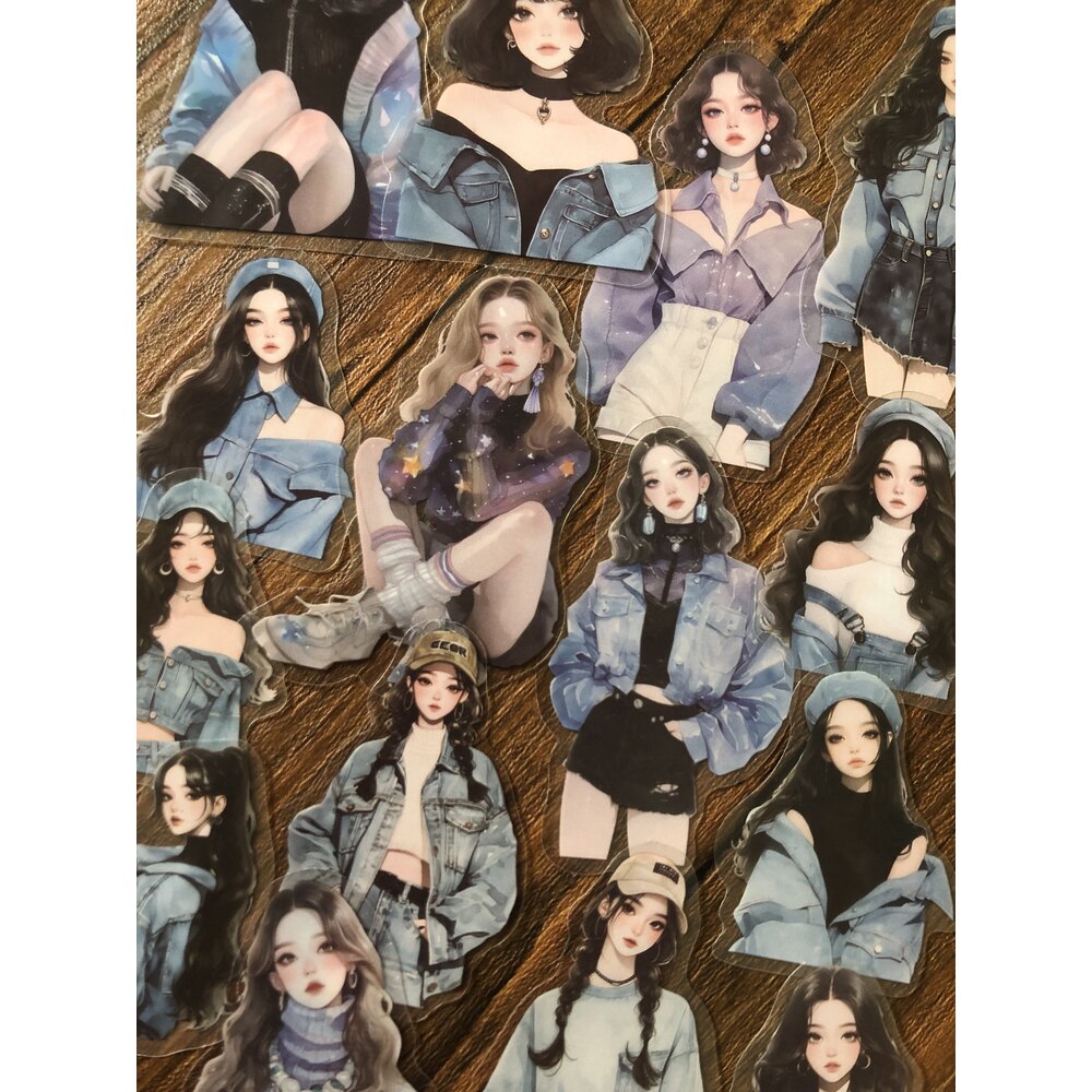 Fashion Denim Girls Pet Stickers | Bullet Journal Malzemeleri