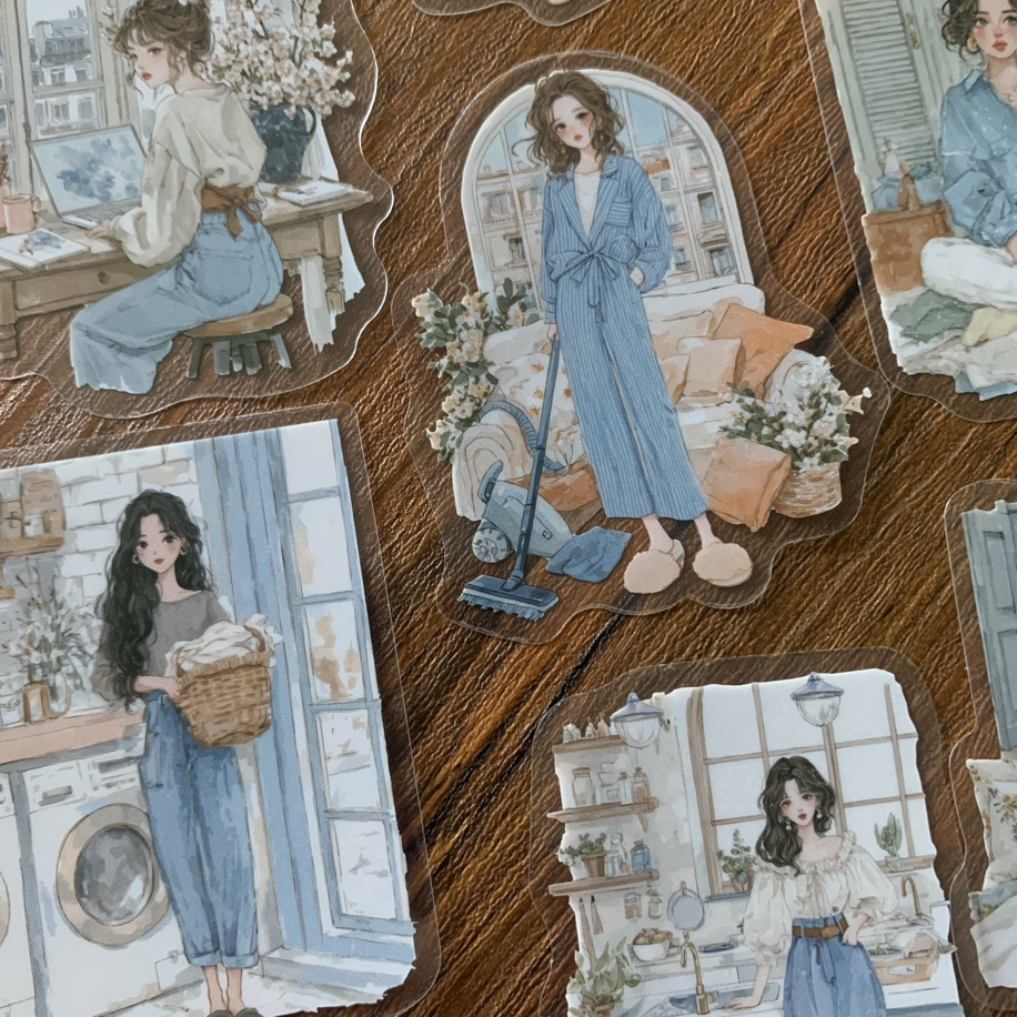 Soft Blue Daydream Pet Stickers | Bullet Journal Malzemeleri