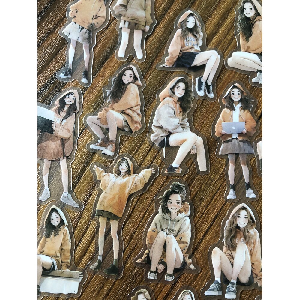 Hoodie Girls Pet Sticker Seti/ Anime Series | Bullet Journal Malzemeleri