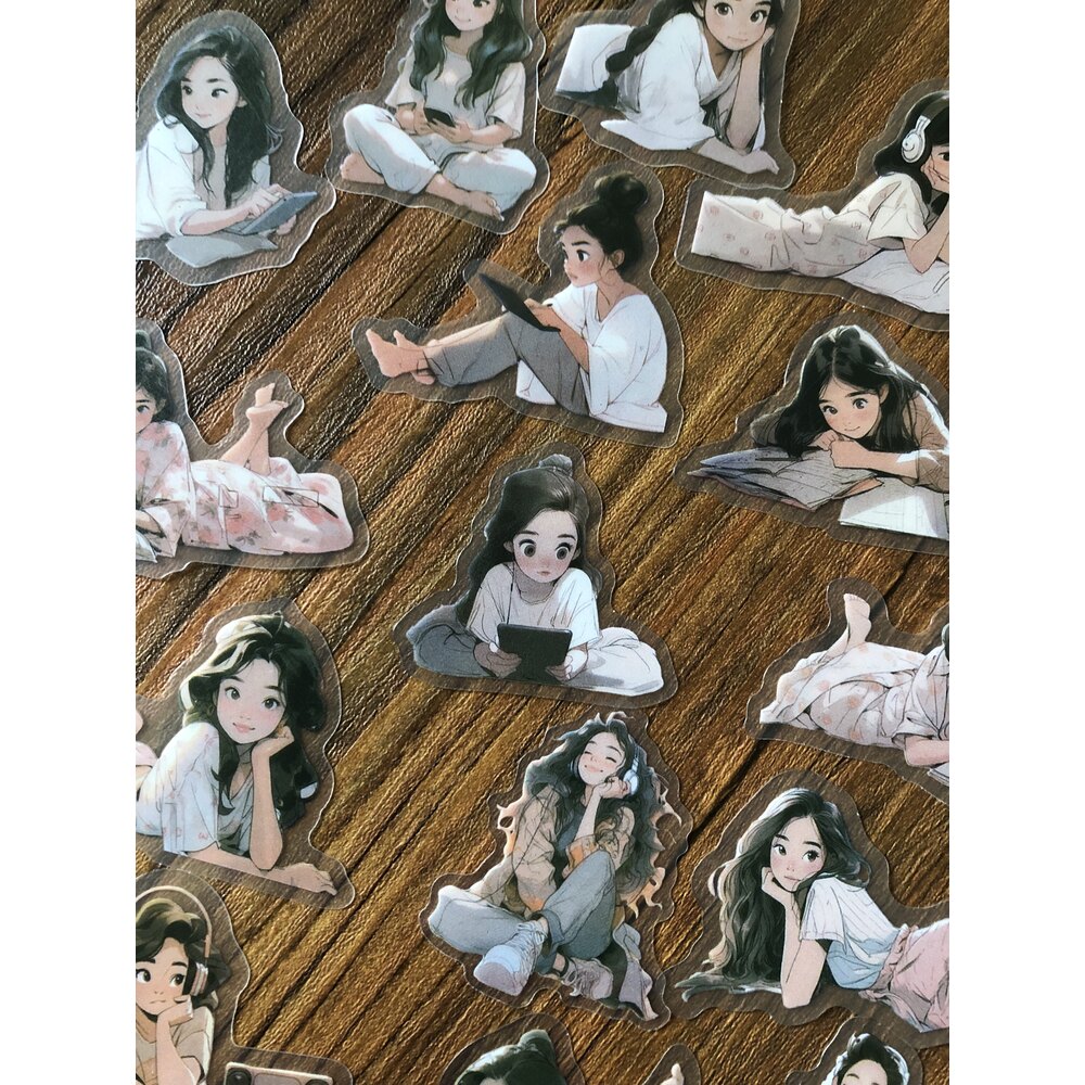 Girls at Home Pet Stickers/Anime Series | Bullet Journal Malzemeleri