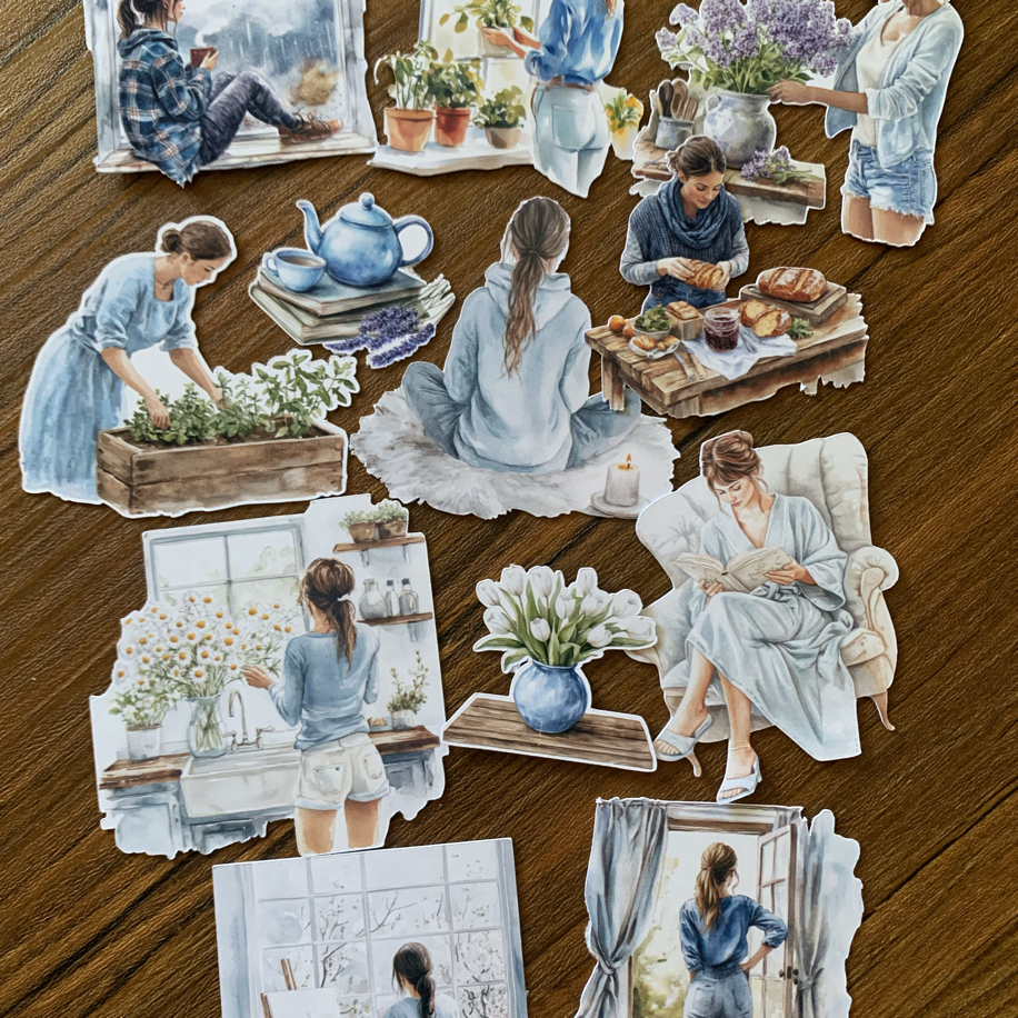 Cozy Blue Day Die Cut Set | Bullet Journal Malzemeleri