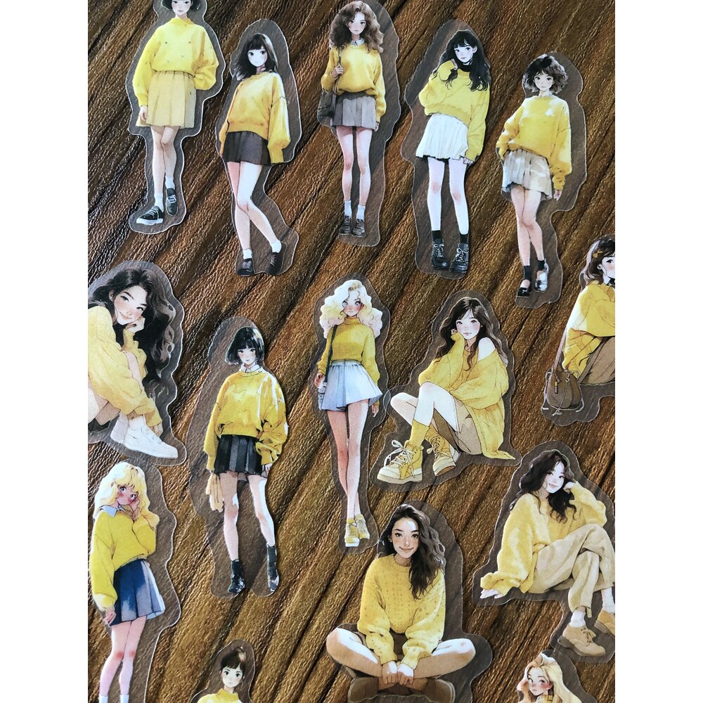 Girls in Yellow Pet Sticker Seti /Anime Series | Bullet Journal Malzemeleri
