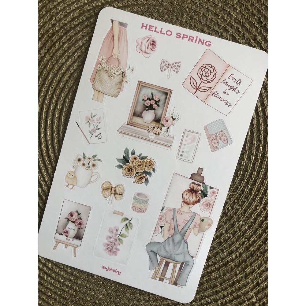 Hello Spring Sticker Sayfası | Bullet Journal Malzemeleri