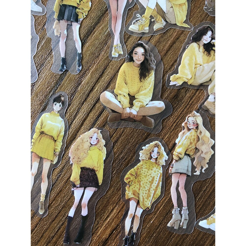 Girls in Yellow Pet Sticker Seti /Anime Series | Bullet Journal Malzemeleri