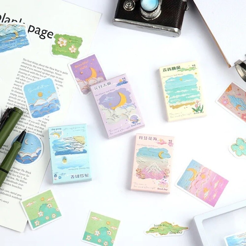 Dream Sky Sticker Box (Yağlıboya görünümlü) | Bullet Journal Malzemeleri