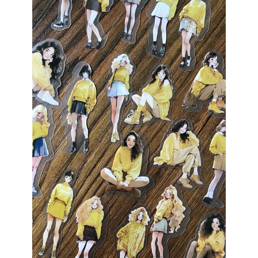 Girls in Yellow Pet Sticker Seti /Anime Series | Bullet Journal Malzemeleri
