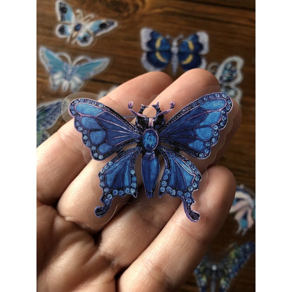 Cyrstal Butterfly Pet Sticker / Blue | Bullet Journal Malzemeleri