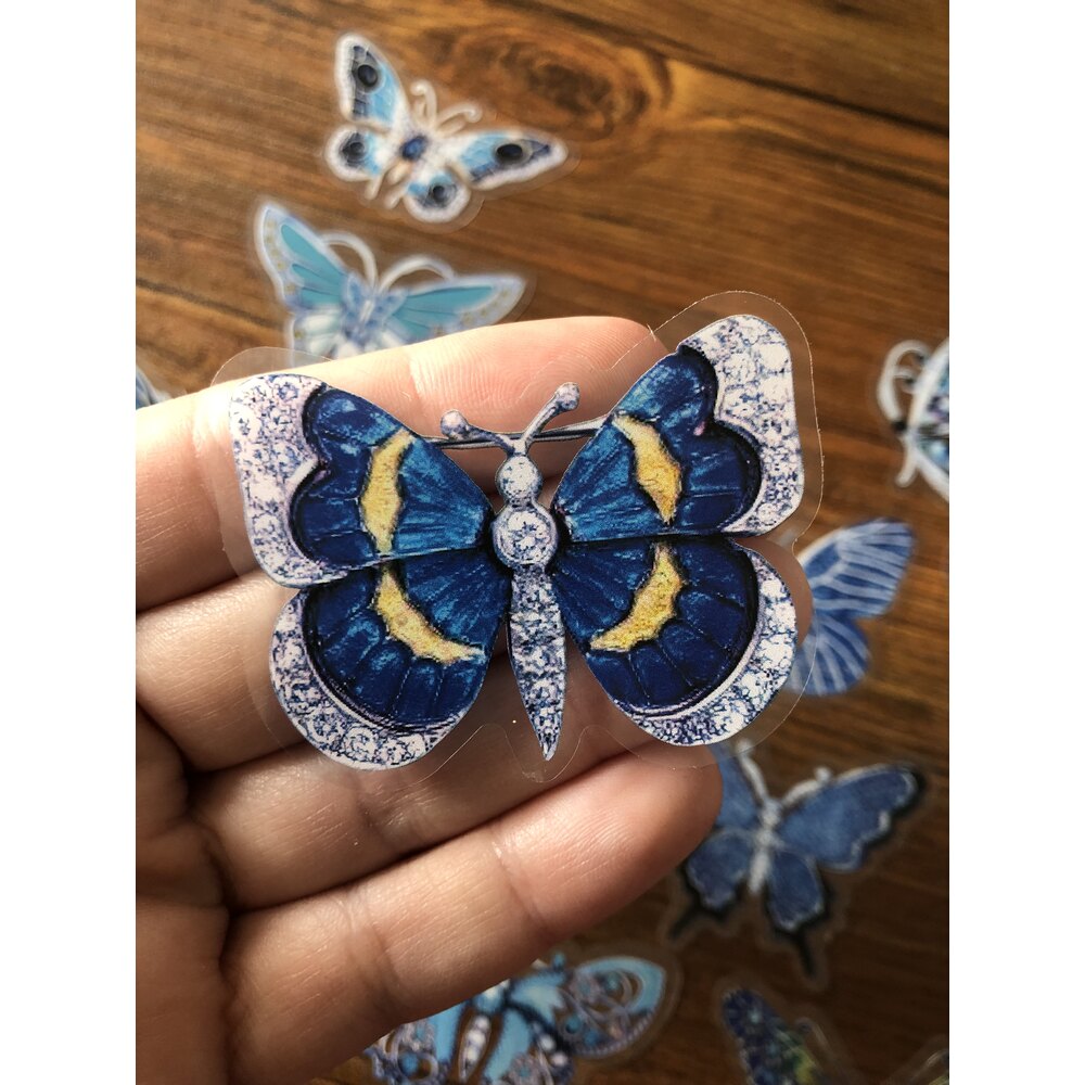 Cyrstal Butterfly Pet Sticker / Blue | Bullet Journal Malzemeleri