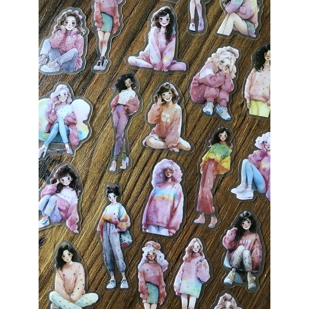 Colourful Girls Pet Sticker Seti/Anime Series | Bullet Journal Malzemeleri